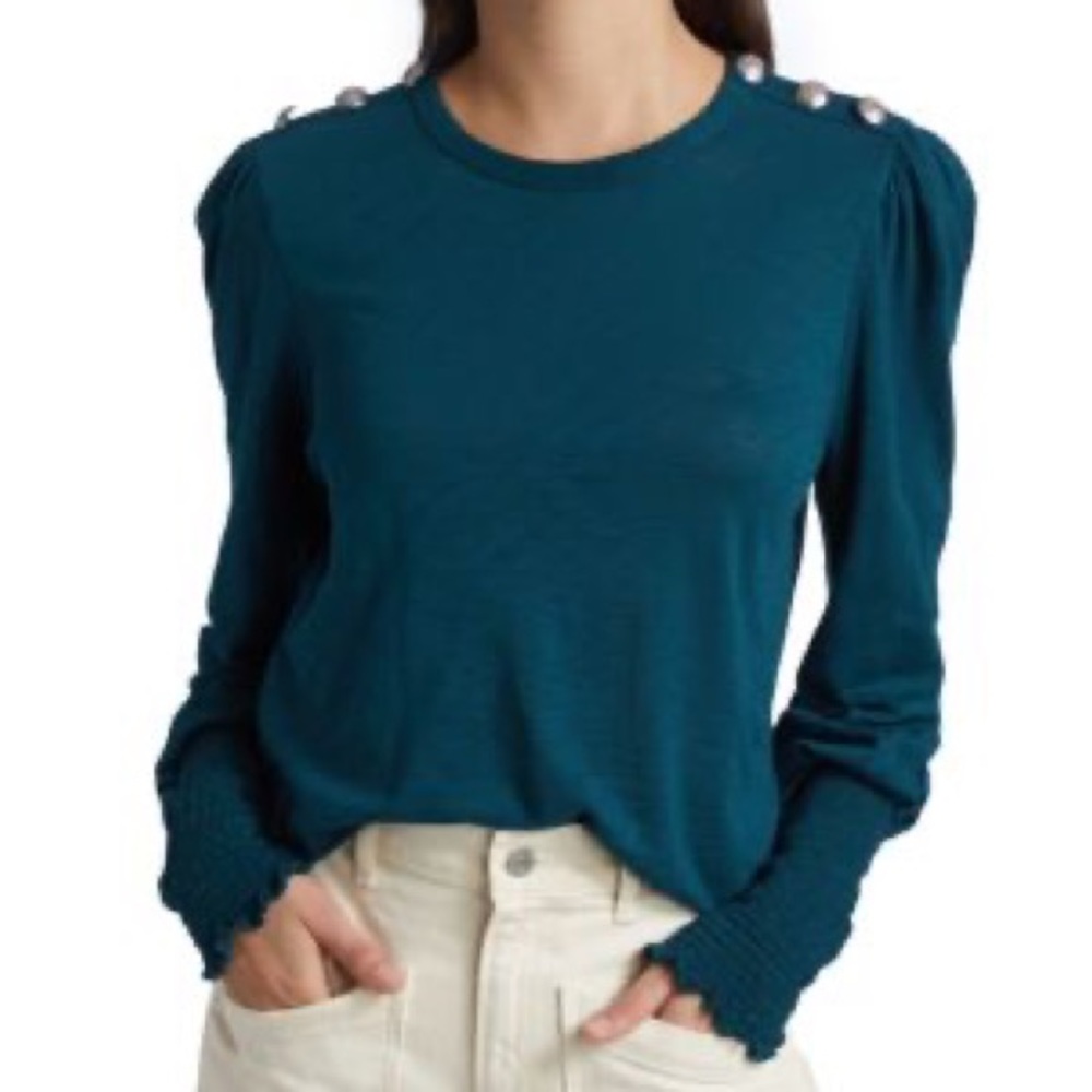 New! Veronica Beard Meg Petrol Long Sleeve Tee